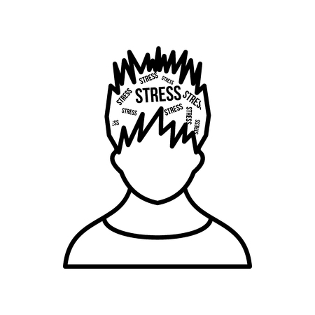 Word stress in the head of man icon in outline style isolated on white backgroundのイラスト素材