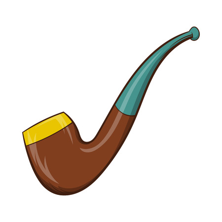 Wooden pipe icon in cartoon style on a white backgroundのイラスト素材