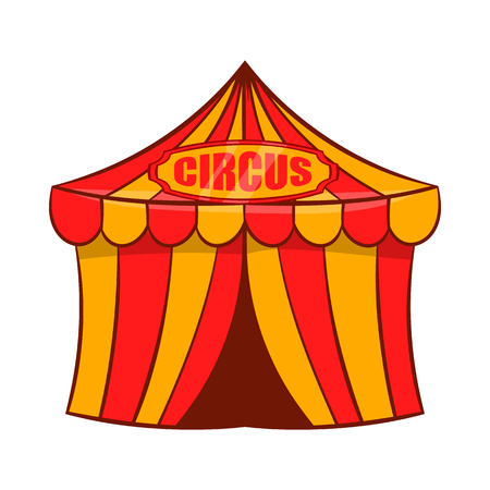Circus tent icon in cartoon style on a white backgroundのイラスト素材