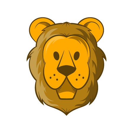 Head of lion icon in cartoon style on a white backgroundのイラスト素材