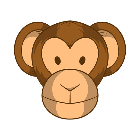 Monkey head icon in cartoon style on a white backgroundのイラスト素材