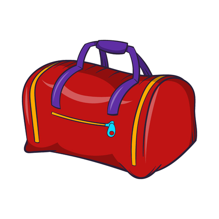 Red sports bag icon in cartoon style on a white backgroundのイラスト素材
