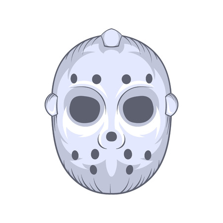Hockey goalie mask icon in cartoon style on a white backgroundのイラスト素材
