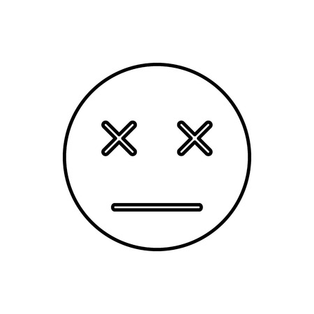 Dead emoticon icon in outline style isolated on white backgroundのイラスト素材