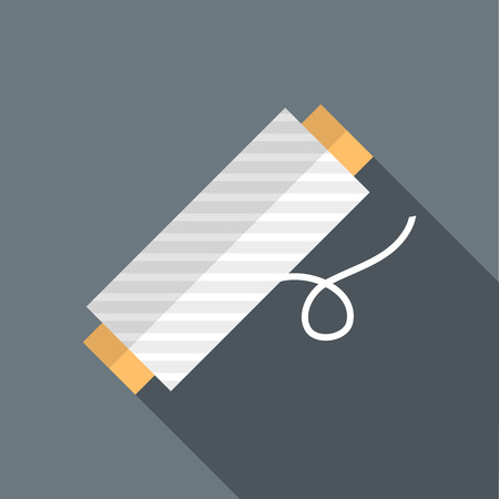 Bobbin of white thread icon in flat style on a grey backgroundのイラスト素材