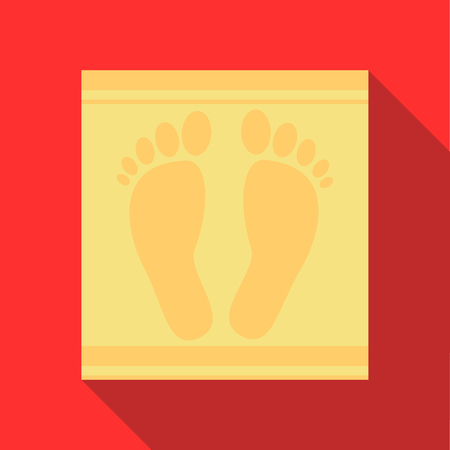Bath mat icon in flat style on a red backgroundのイラスト素材