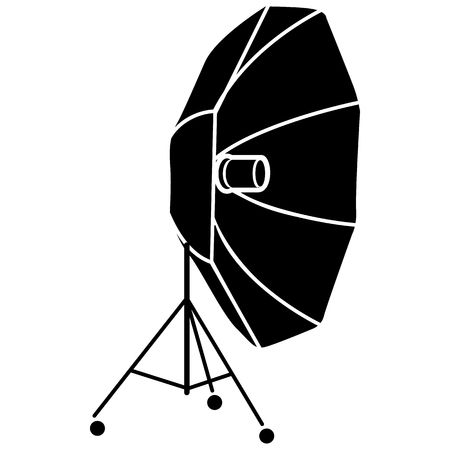 Studio flash with umbrella icon in simple style on a white backgroundのイラスト素材