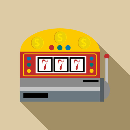 Slot machine with lucky seven icon in flat style with long shadowのイラスト素材