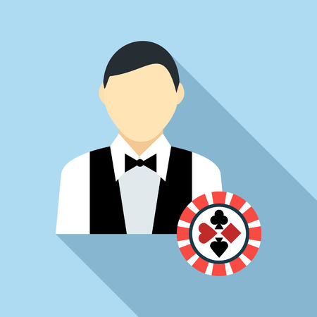 Casino croupier icon in flat style with long shadowのイラスト素材