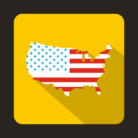USA map icon in flat style with long shadow. State and territory symbolのイラスト素材