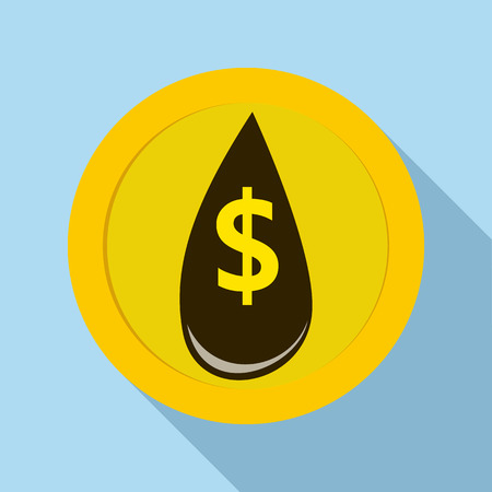 Oil drop and dollar symbol icon in flat style with long shadowのイラスト素材