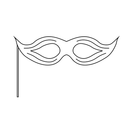 Theatrical mask icon in outline style on a white backgroundのイラスト素材