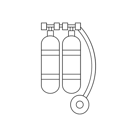 Aqualung icon in outline style on a white backgroundのイラスト素材