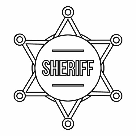 Sheriff badge icon in outline style isolated on white backgroundのイラスト素材