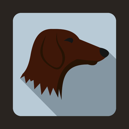 Dachshund dog icon in flat style with long shadow. Animals symbolのイラスト素材