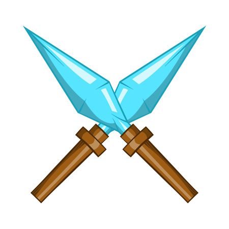 Kunai ninja throwing dagger icon in cartoon style isolated on white backgroundのイラスト素材