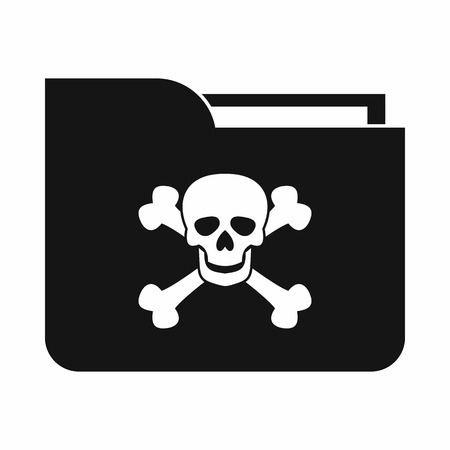 File folder with a skull icon in simple style isolated on white backgroundのイラスト素材
