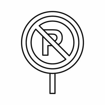 No parking sign icon in outline style isolatedのイラスト素材