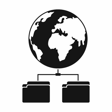 Planet and two folders icon in simple style isolated on white backgroundのイラスト素材