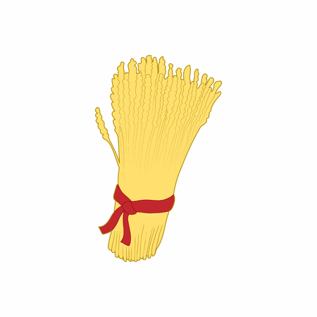 Sheaf of wheat icon in cartoon style on a white backgroundのイラスト素材