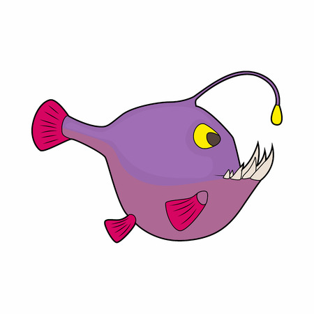Angler fish. icon in cartoon style on a white backgroundのイラスト素材