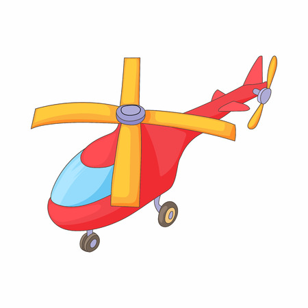 Red helicopter icon in cartoon style on a white backgroundのイラスト素材