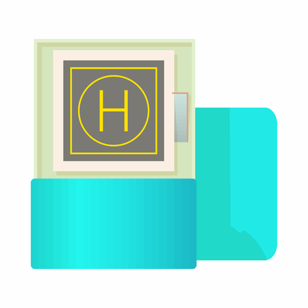 Modern building with helipad on the roof top view icon in cartoon style on a white backgroundのイラスト素材