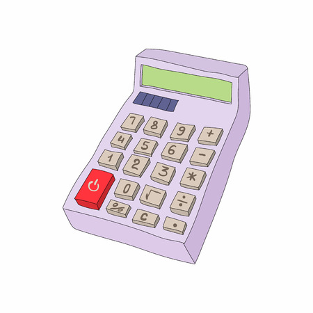 Calculator icon in cartoon style on a white backgroundのイラスト素材