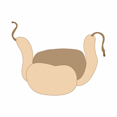 Russian fur hat earflaps icon in cartoon style on a white backgroundのイラスト素材