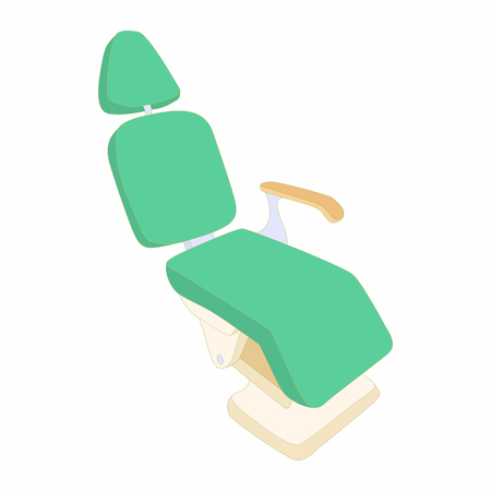 Green dentist chair icon in cartoon style on a white backgroundのイラスト素材
