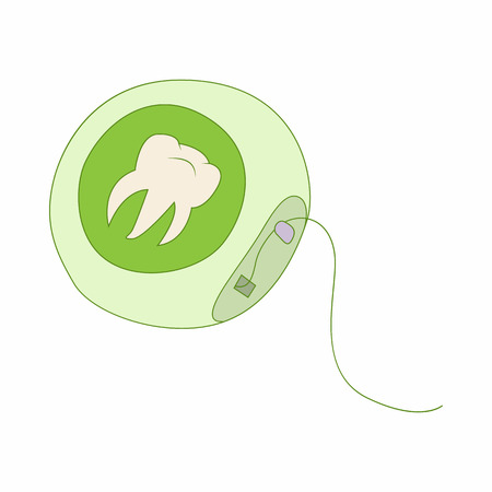 Dental floss icon in cartoon style on a white backgroundのイラスト素材
