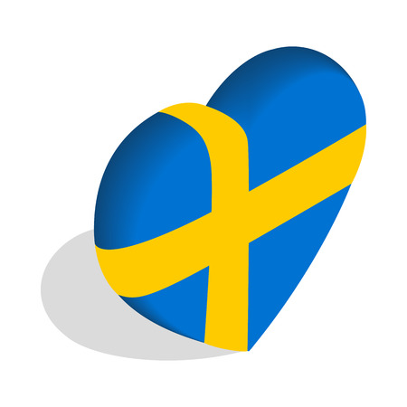 Heart of Sweden flag colors icon in isometric 3d style on a white backgroundのイラスト素材