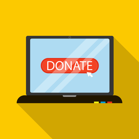 Online donation icon in flat style with long shadow. Financial assistance to people symbolのイラスト素材
