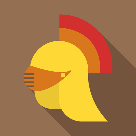 Medieval helmet icon in flat style with long shadow. Medieval warriors outfit symbolのイラスト素材