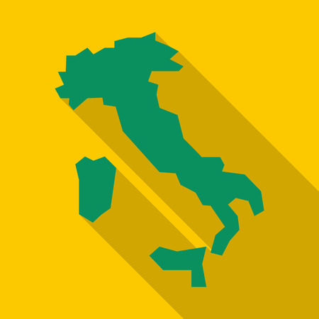Map of Italy icon in flat style with long shadow. State territory symbolのイラスト素材