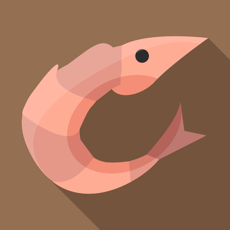 Shrimp icon in flat style with long shadow. Seafood symbolのイラスト素材