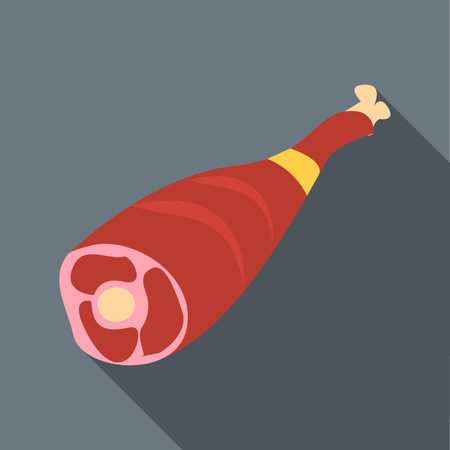 Ham icon in flat style with long shadow. Food symbolのイラスト素材