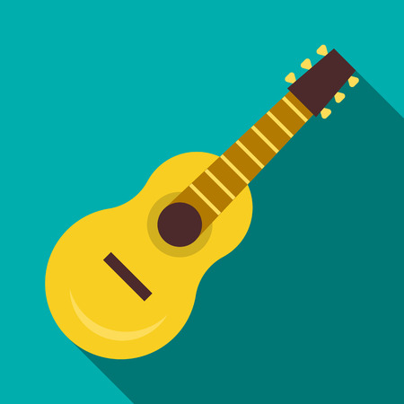 Guitar icon in flat style with long shadow. Musical instrument symbolのイラスト素材