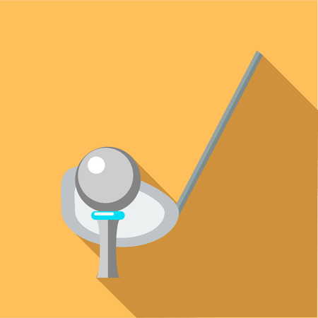 Golf club and a ball on a tee icon in flat style on a pale orange backgroundのイラスト素材