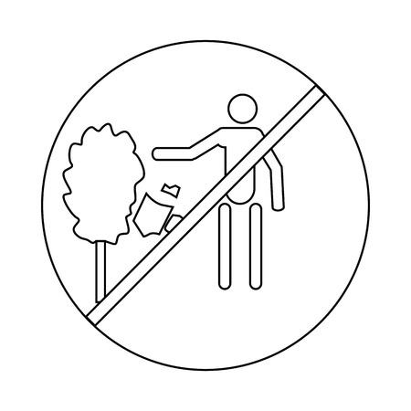 Not to throw garbage icon in outline style isolated on white backgroundのイラスト素材