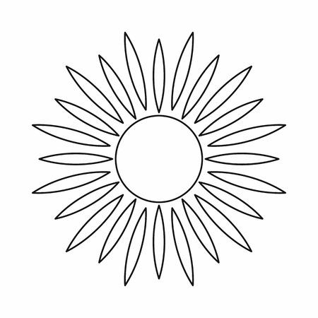 Sun icon in outline style isolated on white backgroundのイラスト素材