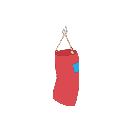 Punching bag icon in cartoon style isolated on white background. Training and competition symbolのイラスト素材