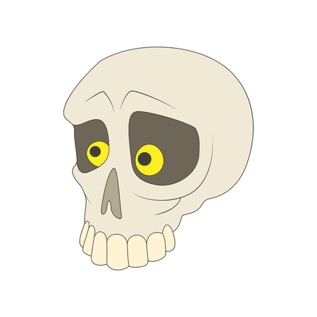 Human skull icon in cartoon style on a white backgroundのイラスト素材