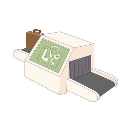 Luggage check in at the airport icon in cartoon style on a white backgroundのイラスト素材