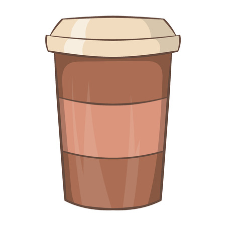 Paper cup of coffee icon in cartoon style on a white backgroundのイラスト素材