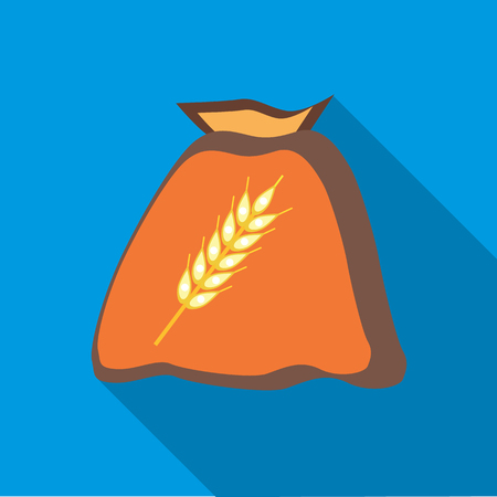 Bag of wheat seeds icon in flat style on a sky blue backgroundのイラスト素材