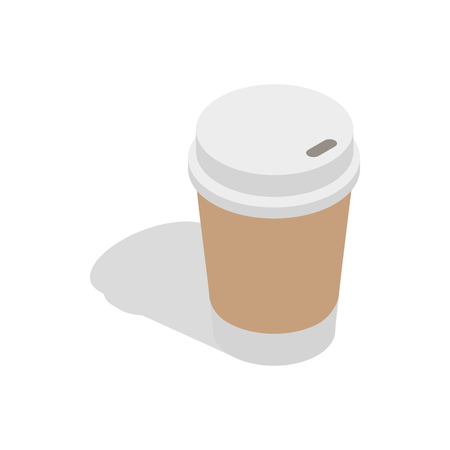 Paper cup of coffee icon in isometric 3d style on a white backgroundのイラスト素材