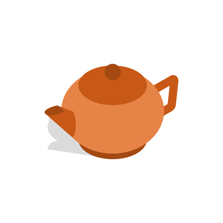 Brown teapot icon in isometric 3d style on a white backgroundのイラスト素材