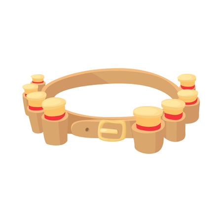 Belt with bullets icon in cartoon style isolated on white background. Hunting equipment symbolのイラスト素材