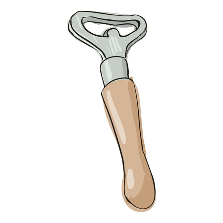 Beer bottle opener icon in cartoon style isolated on white background. Tool symbolのイラスト素材